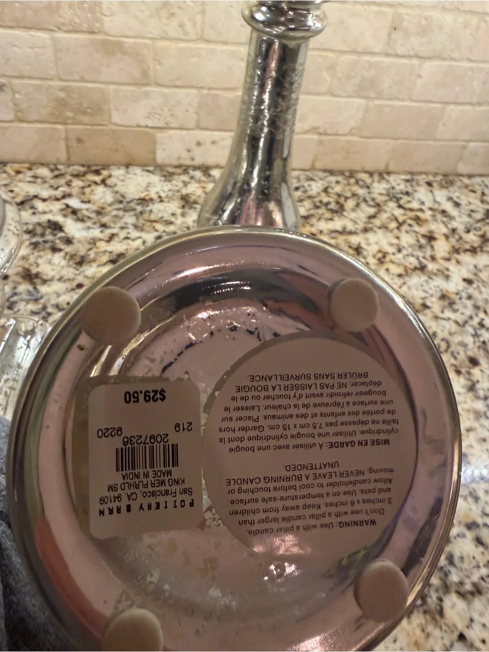 Pottery Barn Silver Mercury Glass Candle Holder Trio